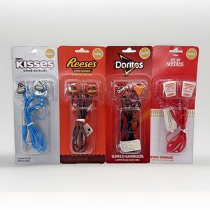 Orbit Novelty Wired Earbuds Lot of 4 Reese's Doritos Cup Noodles Kisses 3.5mm